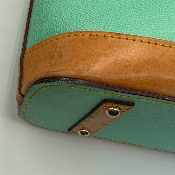 VTG Dooney & Bourke Bone Pebbled Leather Turquoise Cynthia Tote Shoulder Bag - Picture 10 of 17